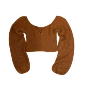 Shein Boho Brown Crop Top Knit Style Size 4 Pre-Owned Great Condition